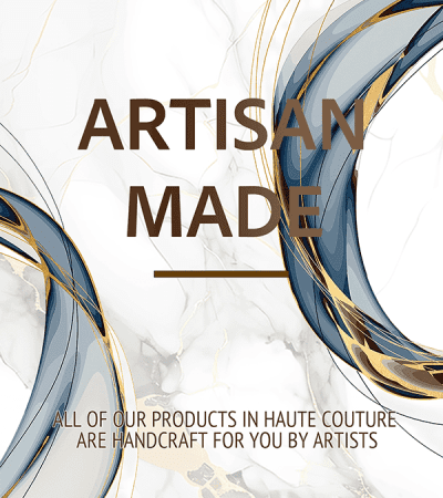 Artisan Made banner with abstract circular design.